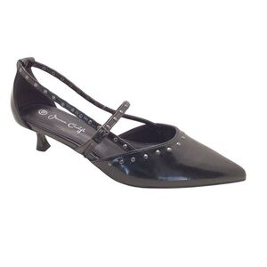 Jessica Carlyle Womens Black Petra Studded Strappy D’Orsay Kitten Heels